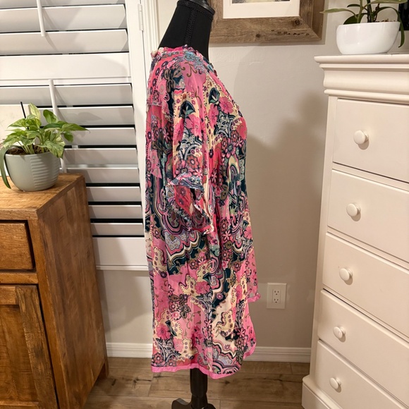 Johnny Was ZOLI TAPE HEM BURNOUT TUNIC 2X - Picture 2 of 10